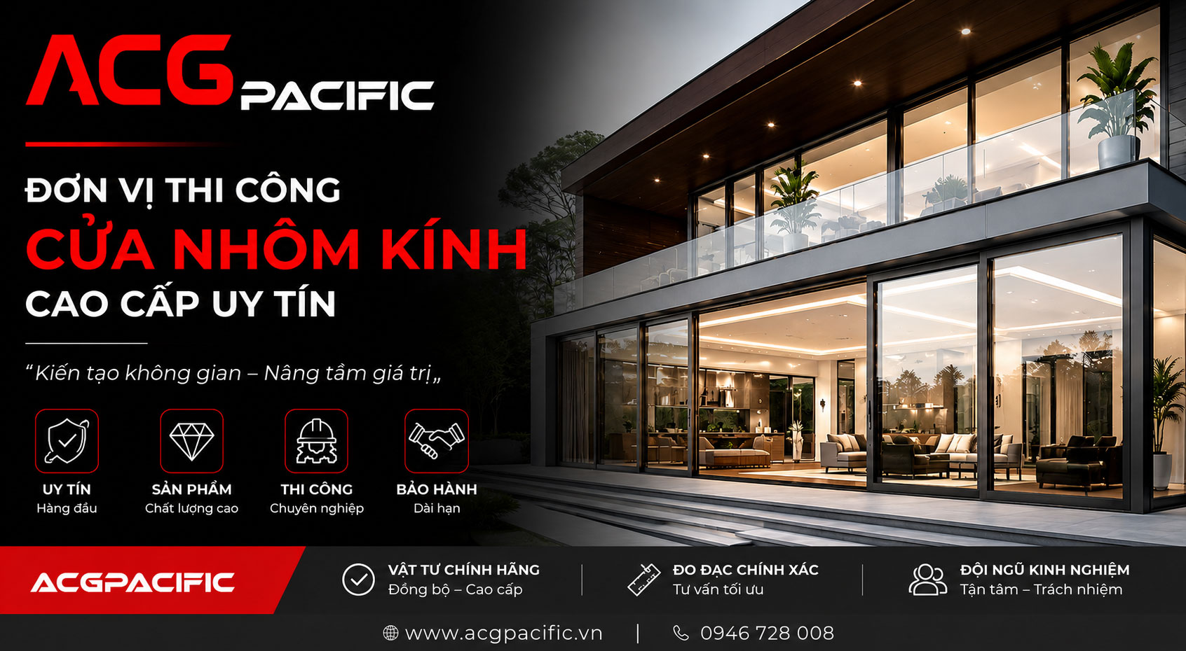 ACGPACIFIC mang đến các sản phẩm cửa nhôm kính cao cấp đạt tiêu chuẩn về chất lượng, độ bền và tính thẩm mỹ.