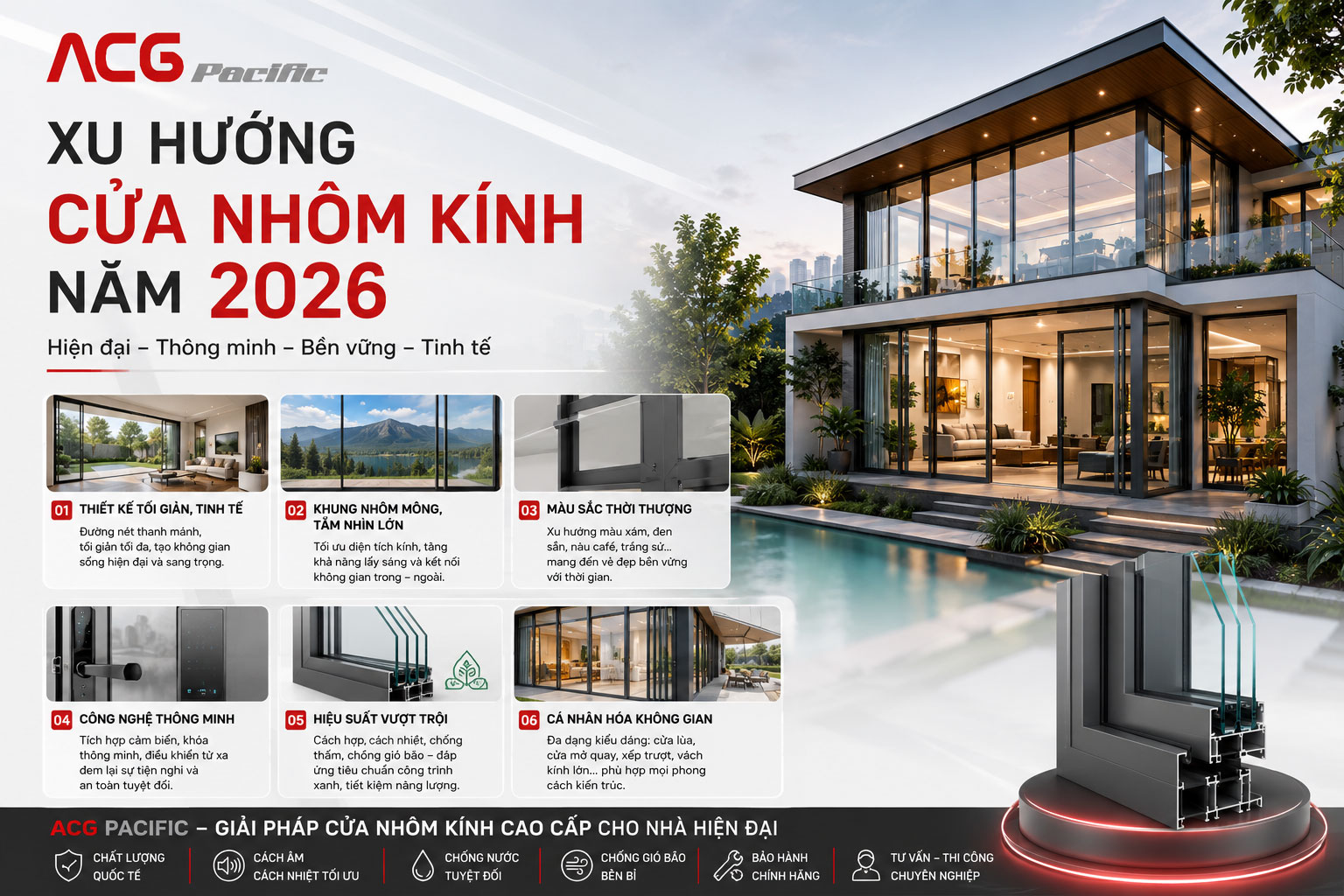 Xu hướng cửa nhôm kính năm 2026.