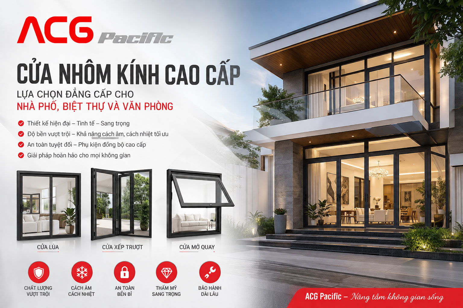 Cửa nhôm kính cao cấp và lý do đây là lựa chọn được nhiều chủ đầu tư tin tưởng.