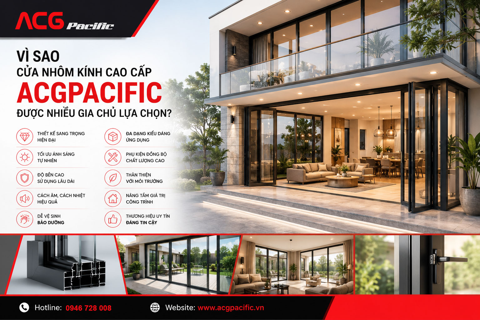 Vì sao cửa nhôm kính cao cấp ACGPACIFIC được nhiều gia chủ lựa chọn?