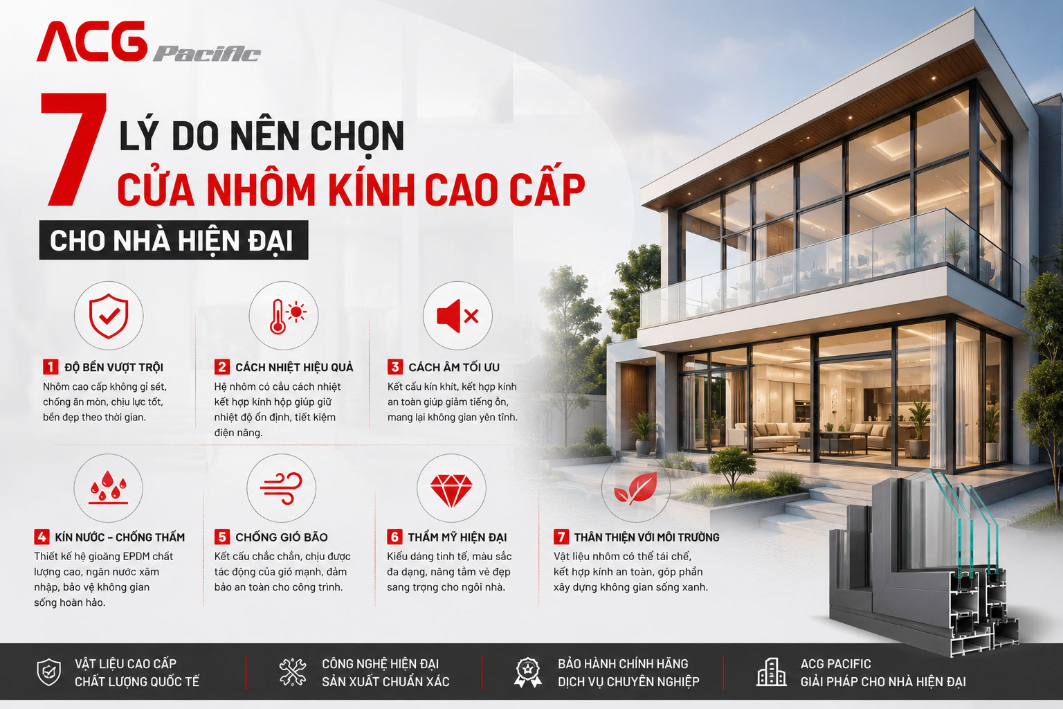 7 lý do nên chọn cửa nhôm kính cao cấp cho nhà hiện đại