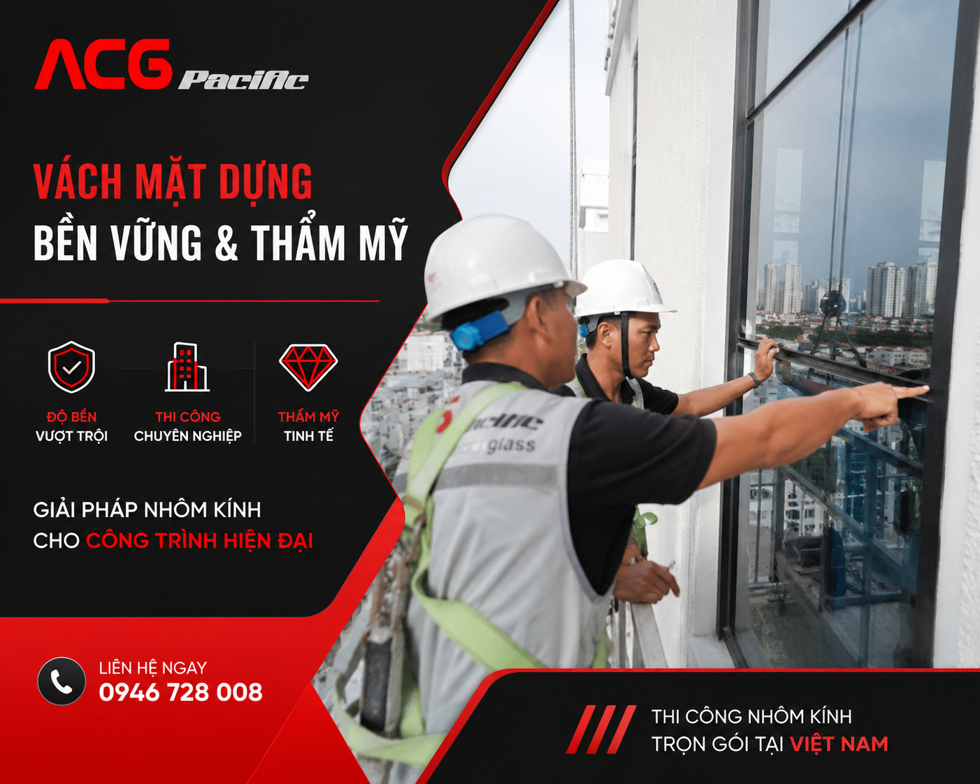 ACGPACIFIC triển khai vách mặt dựng như thế nào để đảm bảo độ bền và thẩm mỹ?