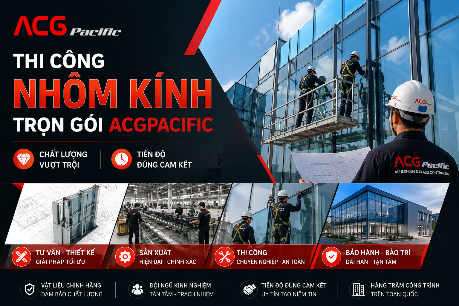 Thi công nhôm kính trọn gói ACGPACIFIC: Chất lượng vượt trội, tiến độ đúng cam kết